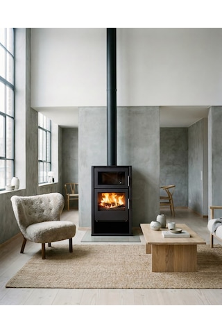 Goldfire Linea 11,5kw Odunluk Ve Fırınlı Çelik Soba Şömine