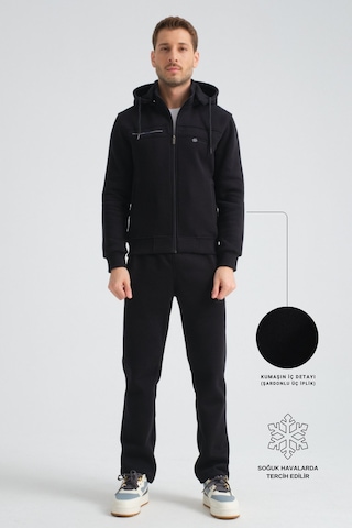 Shooter Sportswear Shooter Erkek Premium Kışlık Eşofman Takımı Regular Kapüşonlu Siyah
