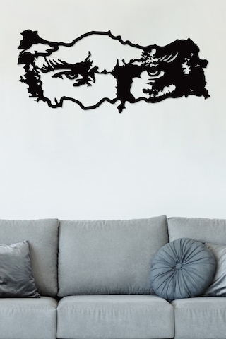 Gowpenart Atatürk Ve Türkiye Siyah Metal Duvar Tablosu