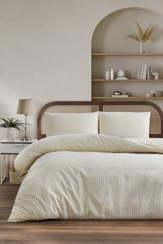 Naturel Zindeliklı%100 Pamuk Çift Kişlik Çizgili Nevresim Takımı Diğer