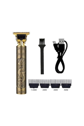 Go İthalat Vintage Görünümlü Güçlü 4 Farklı Başlıklı Usb Şarjlı Manuel Tıraş Makinası