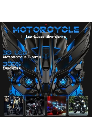 Pazly 2 Adet Motosiklet Led Spot Işık, Çift Renkli Yüksek/düşük Far, Lmk00328/ Siyah