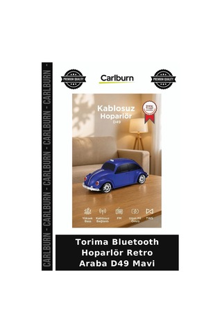 Premium Torima Bluetooth Hoparlör Retro Araba D49 Mavi Stil Obje Eğlence