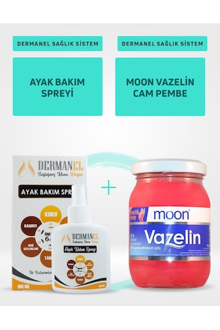 Dermanel Ayak Bakım Spreyi 100 ML + Moon Vazelin Cam Pembe 140 G