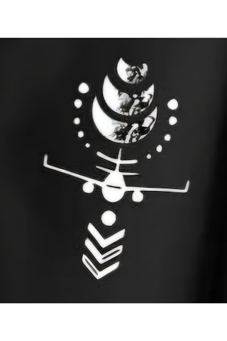 Panda Baskı Tekstil Pusula Motor Baskılı Özel Tasarım Oversize Tshirt Siyah