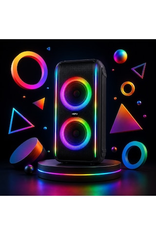 Hepu Hp-978 Titan Series Taşınabilir Hoparlör 2 6 Hoparlör, 30w Rms, 67 Cm Kolon Rgb Işık, 1 Kablosuz Mikrofon + Kumanda