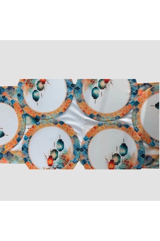 Uretti - Nebile 2034 - El Yapımı Çin Feneri Temalı Runner - 6'lı Supla Amerikan Servisi Takımı Çok Renkli