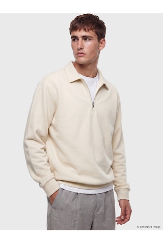 Lcw Vision Bej Polo Yaka Erkek Sweatshirt