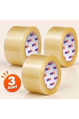 3 Adet Koli Bandı Şeffaf 45 Mm X 100 Metre Güçlü Yapışkanlı Paketleme Bantı Bantları Kopmayan