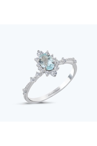 Altınbaş Pırlanta Mavi Topaz Oval Yüzük Pnf004skt-14k