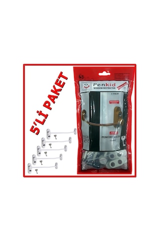 Penkid Çelik Halatlı Pencere Çocuk Emniyet Kilidi (5 Adet) Beyaz