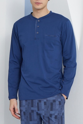 Kly Erkek Uzun Kol Midi Yaka İndigo Pijama Takımı C9t2n5o6 001