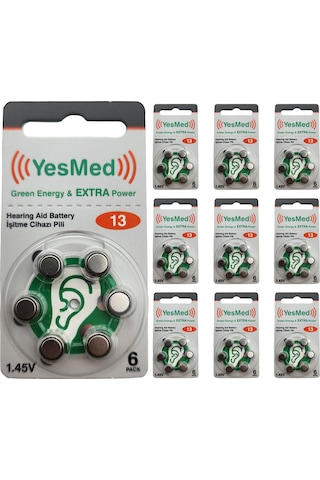 Yesmed Extra Power 13 No Kulaklık Pili 10paketx6adet 60adet Pil