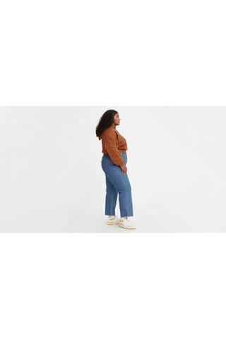 Levi'S Ribcage Straight Kadın Jean Pantolon - Jazz Pop Plus Size -5245 Med İndigo - Worn İn