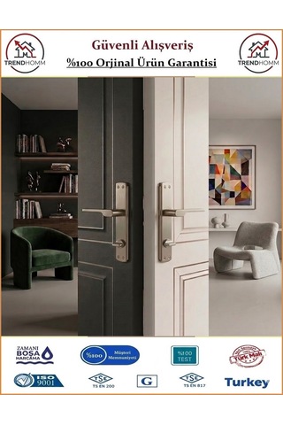 Trendhomm Sedir Aynalı - Nikel Saten - Wc Banyo Kapı Kolu - Sol