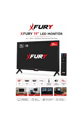 Fury 19" Sesli Uzaktan Kumandalı 75hz 5ms Hdmı Vga Geniş Ekran Monitör