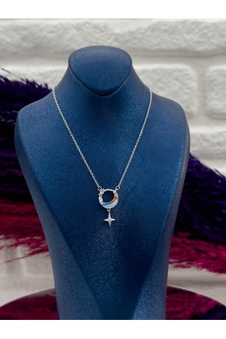 925 Ayar Gümüş Kuzey Yıldızı Modeli Lüks Kadın Kolye Gümüş