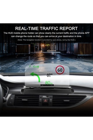 Fortunelane Cam Ekran Siyah Oto Telefon Tutucu Hud Projeksiyon Navigasyon, 180 Derece Ayarı, Kayıp Engelleme, Kolay Kurulum