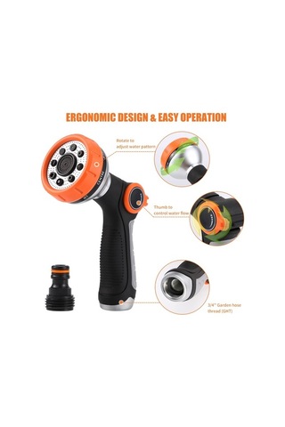 Başparmak Kontrollü 8 Modlu Bahçe Hortumu Başlığı 8267 Siyah