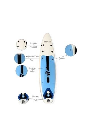 Cawooo Sup Şişme Sörf Tahtası Stand Up Paddle Board 80 320 15 Cm Açık Mavi