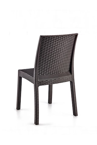 70x120 Cm Rattan 4 Kişilik Masa Seti Kolsuz Sandalye Acı Kahve