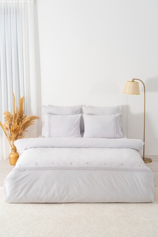 Grace Taş Güpürlü Çift Kişilik %100 Pamuklu Nevresim Seti - 6 Parça Çeyiz Seti Taş