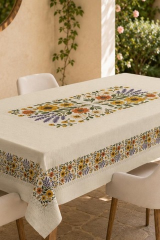 Vivanni Home Yıkanabilir Dikdörtgen Masa Örtüsü Günlük Kullanıma Uygun Pratik Ve Uzun Ömürlü Çiçekli Model