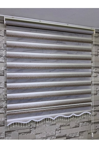 Kahve Krem Geçişli Zebra Perde Tüm Ölçülerde