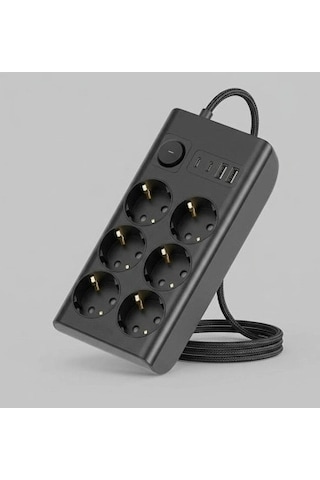 Akım Korumalı 6 Lı Priz 2xusb 2xtype-c Çıkış Yüksek Gerilim Koruma Çoklu Priz Çoğaltıcı