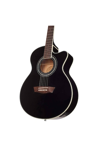 Washburn Ea12b Mini Jumbo Elektro Akustik Gitar - Siyah Profesyonel - Festival Serisi Dar Kasa Mini Jumbo , Ihlamur Gövde, Dahili Preamp Ve Akort Cihazı Ölçüler: 648 Mm Skala Uzunluğu