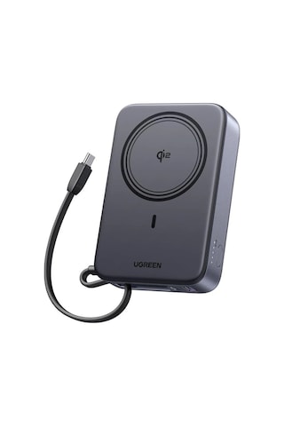 Ugreen Zapix 20.000 Mah Magsafe Wireless Hızlı Şarj Powerbank, Dahili 30w Usb-c Kablo Ve 15w Kablosuz Şarj Destekli, 55450b Gri