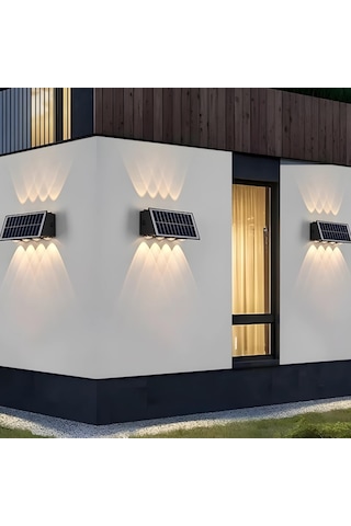 Cata 20 W Solar İki Yönlü Led Duvar Aplik - Gün Işığı 3000k - Siyah - Ip65 - Ct-8010