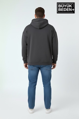 Süperlife Erkek Büyük Beden Brooklyn 1970 Baskılı Kapüşonlu İnce Sweatshirt Spr26bsw964 Gri