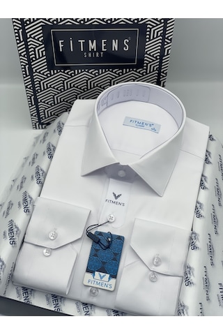 Fitmens Klasik Uzun Kol Cepsiz Likralı Rahat Kumaş Erkek Gömlek Fs-004517 - Beyaz-3192