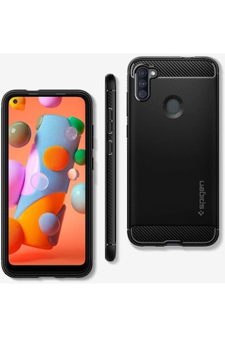 Spigen Galaxy M11 / Galaxy A11 İle Uyumlu Kılıf Rugged Armor Matte Black