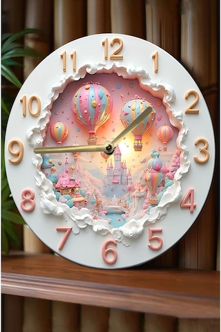 Sessiz Yuvarlak Ahşap Duvar Saati, Kuvars Hareketli 3d Görünümlü 2d Saat Sdw102 Renkli