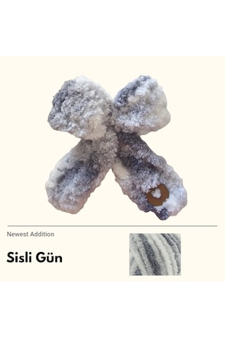 Sisli Gün Puffy Toka Beyaz - Gri - Pudra - Siyah