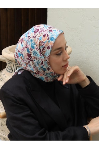 Moda Kaşmir Modern Flora Desen Bambu Eşarp Siyah-iğde