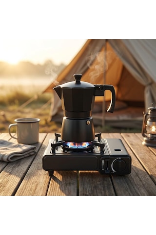 Deconox Siyah Moka Pot 3 Fincanlık, 180 Ml Alüminyum Espresso Dem