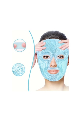 Terapi Jel Yüz Maskesi Soğuk Ve Sıcak Boncuklu Ayarlanabilir Maske Mavi