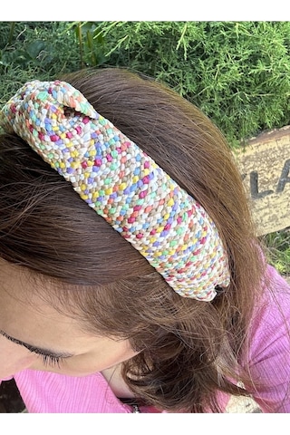 Bymerve Hasır Renkli Düğüm Model Saç Tacı Çok Renkli