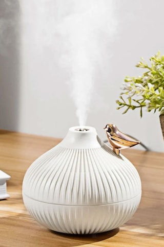 Exenar - Beyaz - Mini Hava Nemlendirici Buhar Makinesi Led Işık Tasarımlı Difüzör Gece Lambası Humidifier 300ml