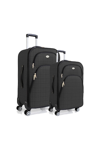 Gedox Orta Ve Kabin Boy Valiz Seti 4 Teker Kumaş Valiz Antrasit 1