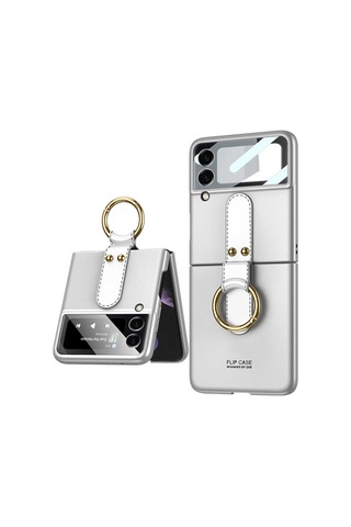 Samsung Uyumlu Galaxy Z Flip 3 Kılıf Zore Flip Ring Kıpta Kapak-Siyah