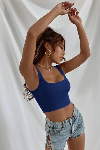 Epilons Zenvial Kadın Lacivert Kalın Askılı Crop Top Büstiyer Zenviall2
