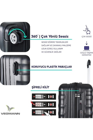 Vegmann Delphin Siyah Büyük Boy Valiz