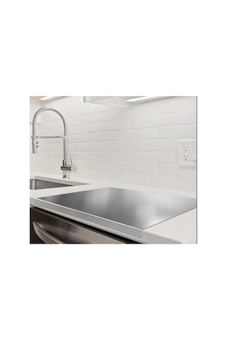 Gkd Üst Kalite Paslanmaz Çelik Mutfak Tezgah Koruyucu + Oklava Hediyeli, Profesyonel Kesme Tahtası Tek Bükümlü 50x60cm Gri