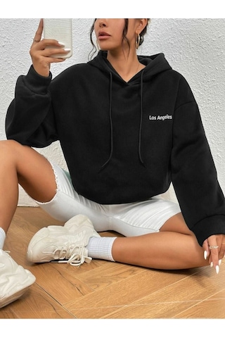 Altamira Unisex Los Angeles Baskılı Oversize Kapşonlu Sweatshirt 001