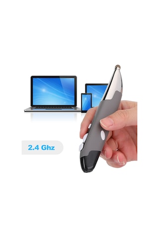 Ximistore9 Pr-06 Gümüş Gri Kalem Şeklinde Kablosuz Mouse + Kapasitif Kalem, 2.4g, 3 Adım Dpı, Ergonomik Tasarım, Usb Alıcı, Bilgisayar/tablet/ Akıllı Telefon Uyumlu Pil Dahil Değil
