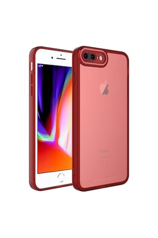 Apple Uyumlu iPhone 7 Plus Kılıf Kamera Korumalı Transparan Zore Post Kapak Kırmızı